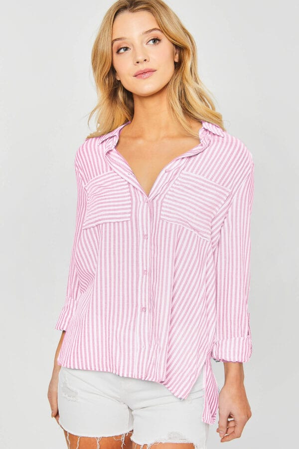 Blusa de rayas con bolsillos frontales - Image 19