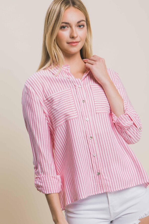Blusa de rayas con bolsillos frontales - Image 20