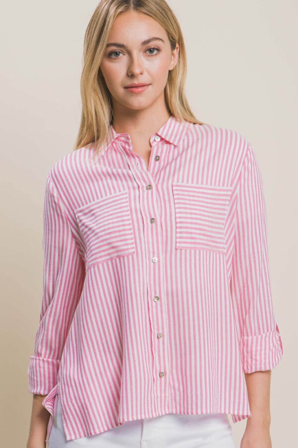 Blusa de rayas con bolsillos frontales - Image 23
