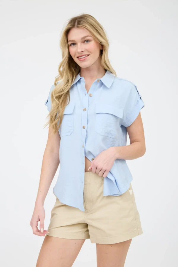 Blusa manga corta con bolsillos frontales - Image 8