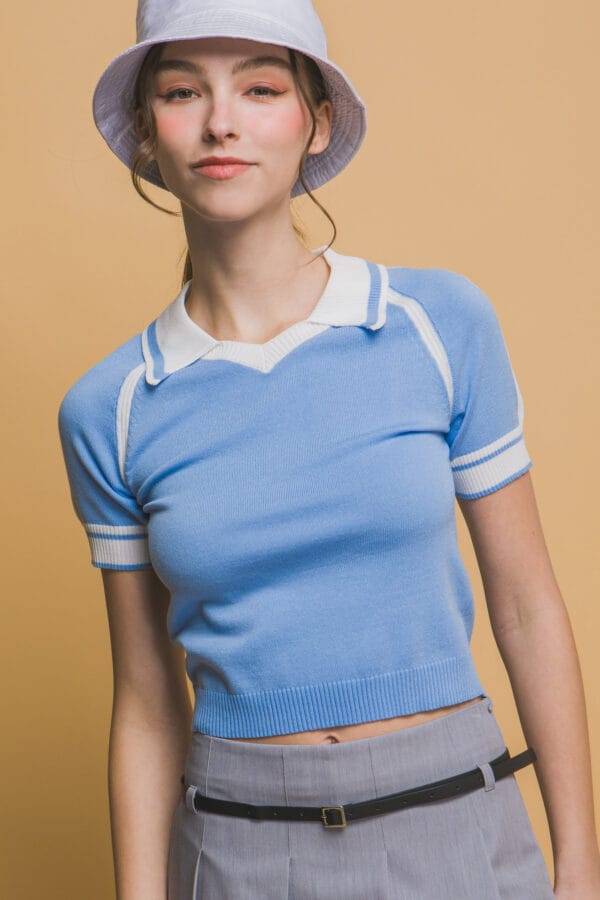 Blusa polo de punto con contrastes - Image 7