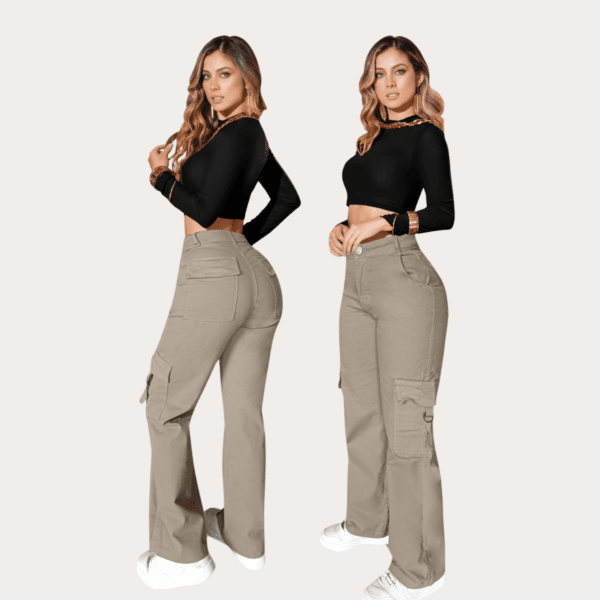 Pantalón cargo de tiro alto para mujer