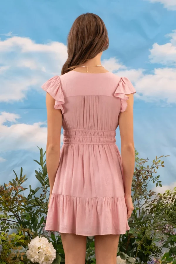 Vestido corto con mangas de olanes y escote en V - Image 16