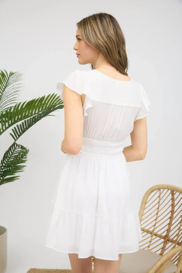 Vestido corto con mangas de olanes y escote en V - Image 6