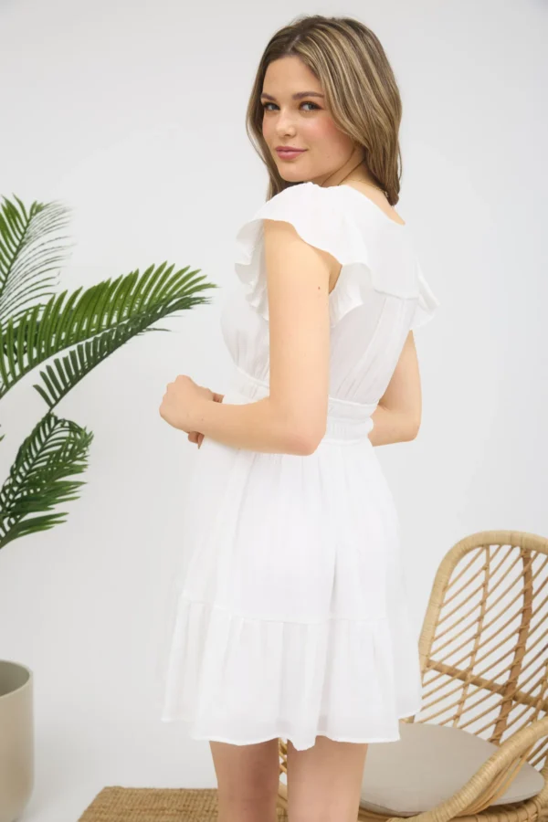 Vestido corto con mangas de olanes y escote en V - Image 8