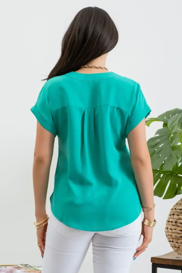 Blusa de Seda Fucsia con Escote en V - Image 18