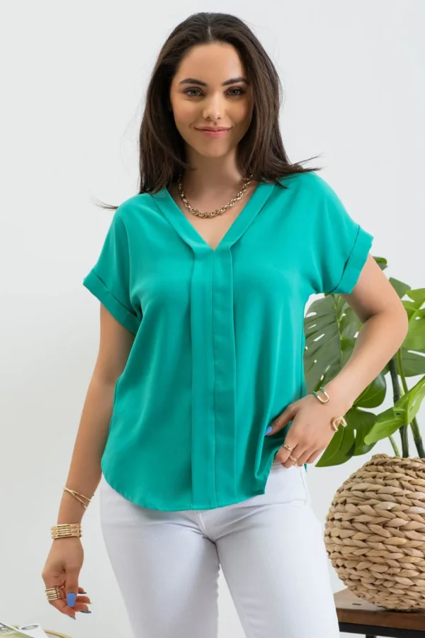 Blusa de Seda Fucsia con Escote en V - Image 21