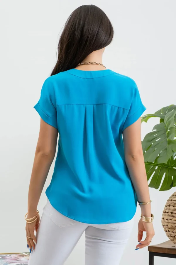 Blusa de Seda Fucsia con Escote en V - Image 3