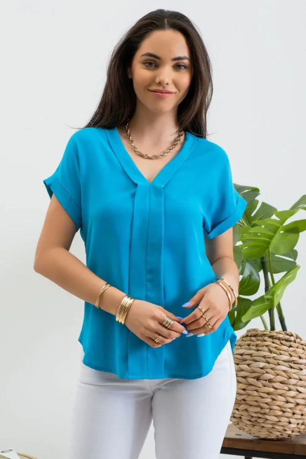 Blusa de Seda Fucsia con Escote en V - Image 6