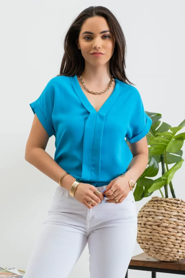 Blusa de Seda Fucsia con Escote en V - Image 7
