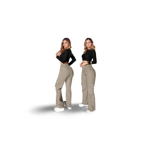 Pantalón cargo de tiro alto para mujer - Image 3