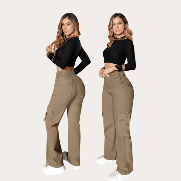 Pantalón cargo de tiro alto para mujer - Image 2