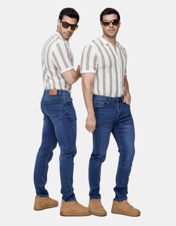 Jeans ajustados para hombre con lavado medio