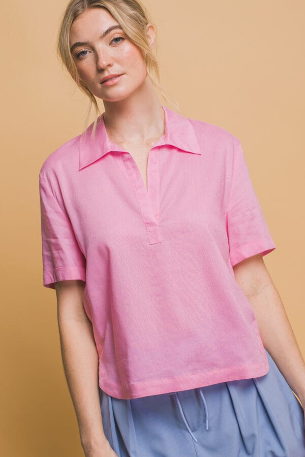 Blusa casual cuello V manga corta para mujer - Image 16