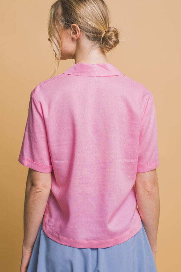 Blusa casual cuello V manga corta para mujer - Image 25