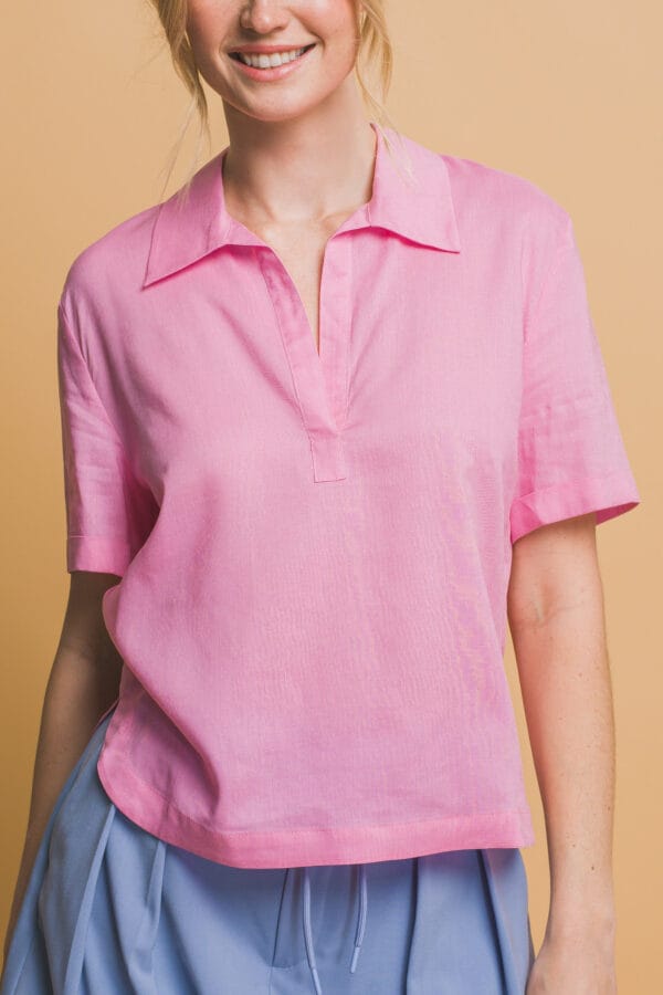 Blusa casual cuello V manga corta para mujer - Image 31