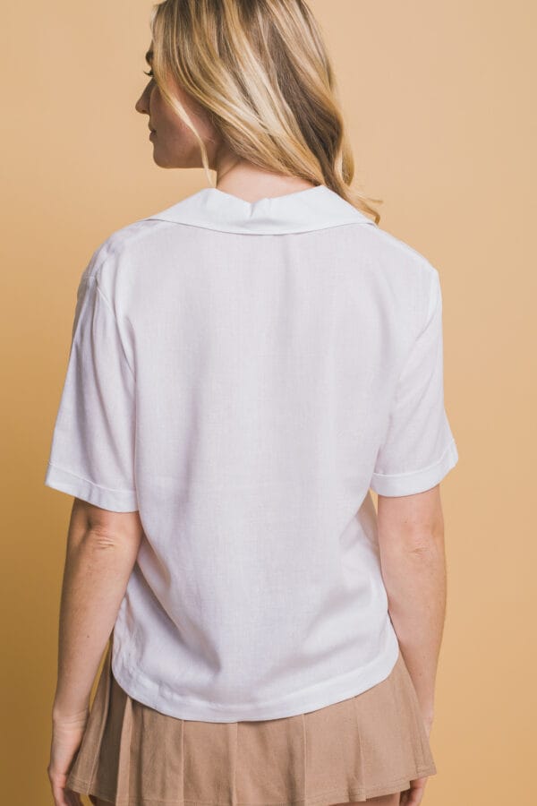Blusa casual cuello V manga corta para mujer - Image 18