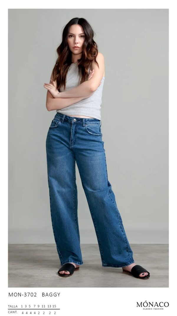 Pantalones de mezclilla Baggy en lavado medio