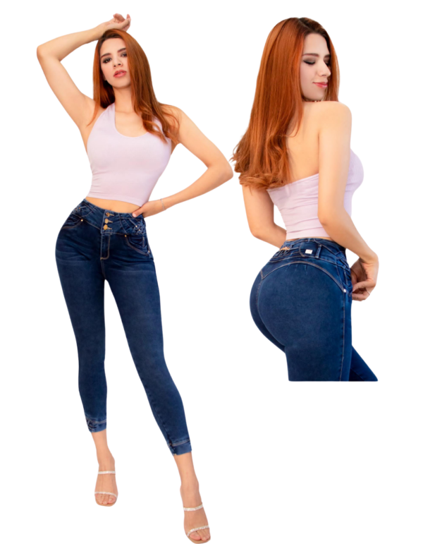 .Jeans push up skinny con detalles trenzados y tiro alto