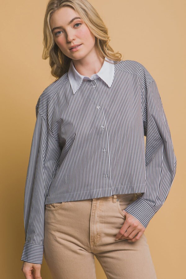 Blusa Cropped Rayas Azul y Blanco para Mujer - Image 11