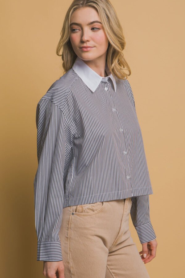 Blusa Cropped Rayas Azul y Blanco para Mujer - Image 13