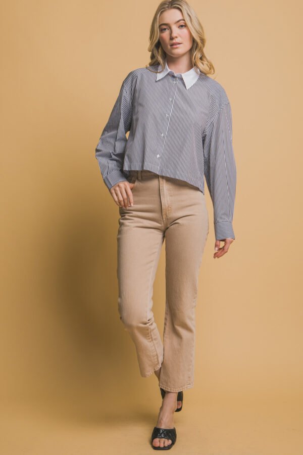 Blusa Cropped Rayas Azul y Blanco para Mujer - Image 16
