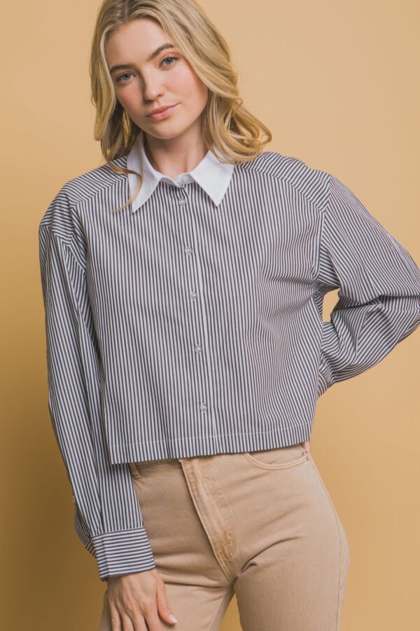 Blusa Cropped Rayas Azul y Blanco para Mujer - Image 18
