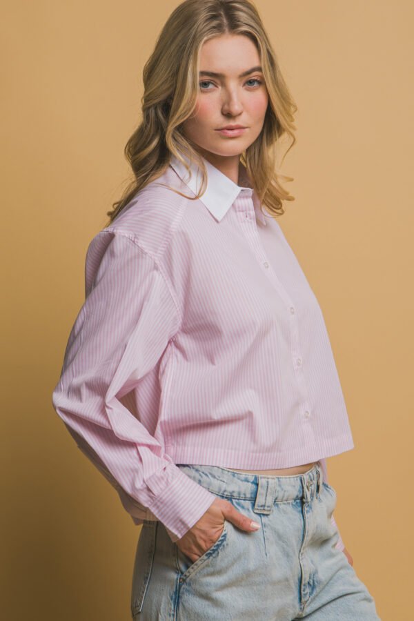 Blusa Cropped Rayas Azul y Blanco para Mujer - Image 22