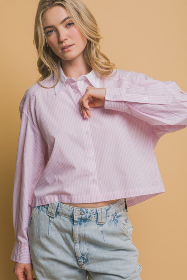 Blusa Cropped Rayas Azul y Blanco para Mujer - Image 25