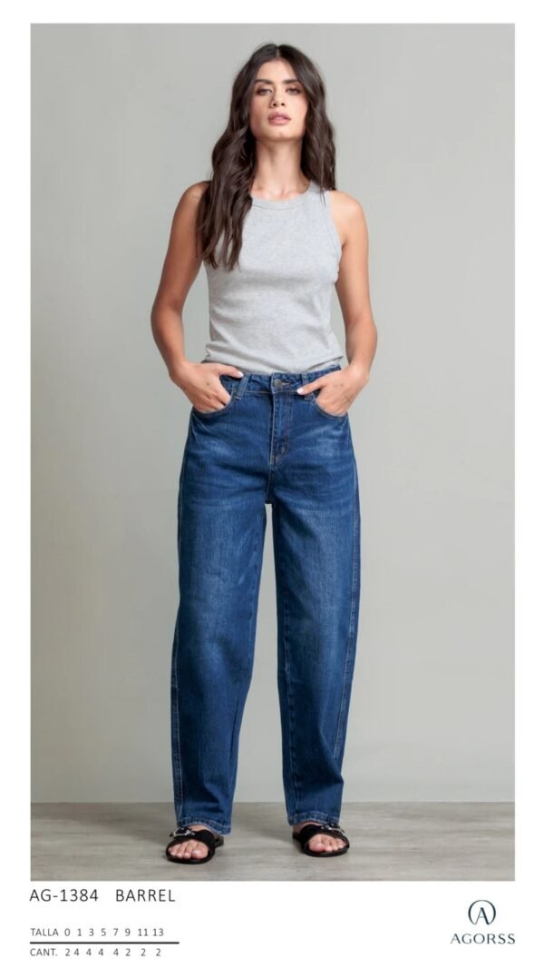 Pantalones barrel corte relajado de mezclilla para mujer