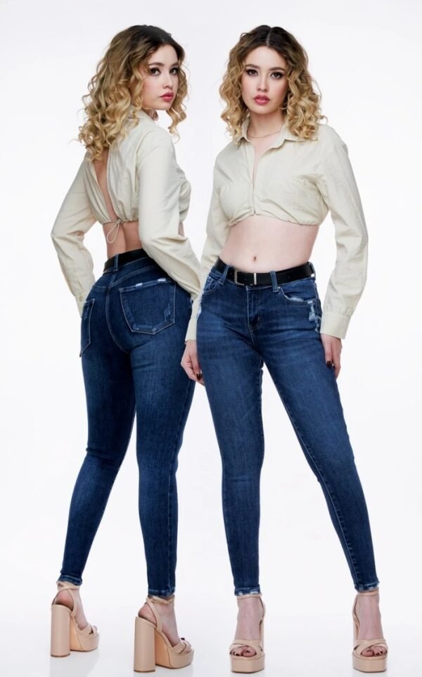 Jeans skinny fit con detalles desgastados mujer
