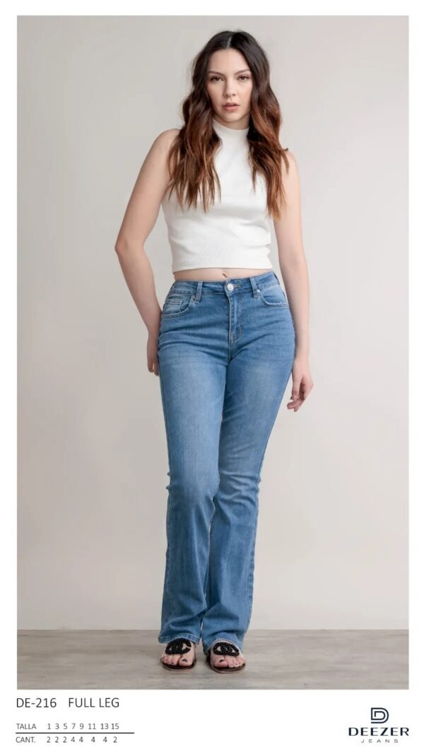Pantalones de mezclilla Full Leg para mujer con lavado medio