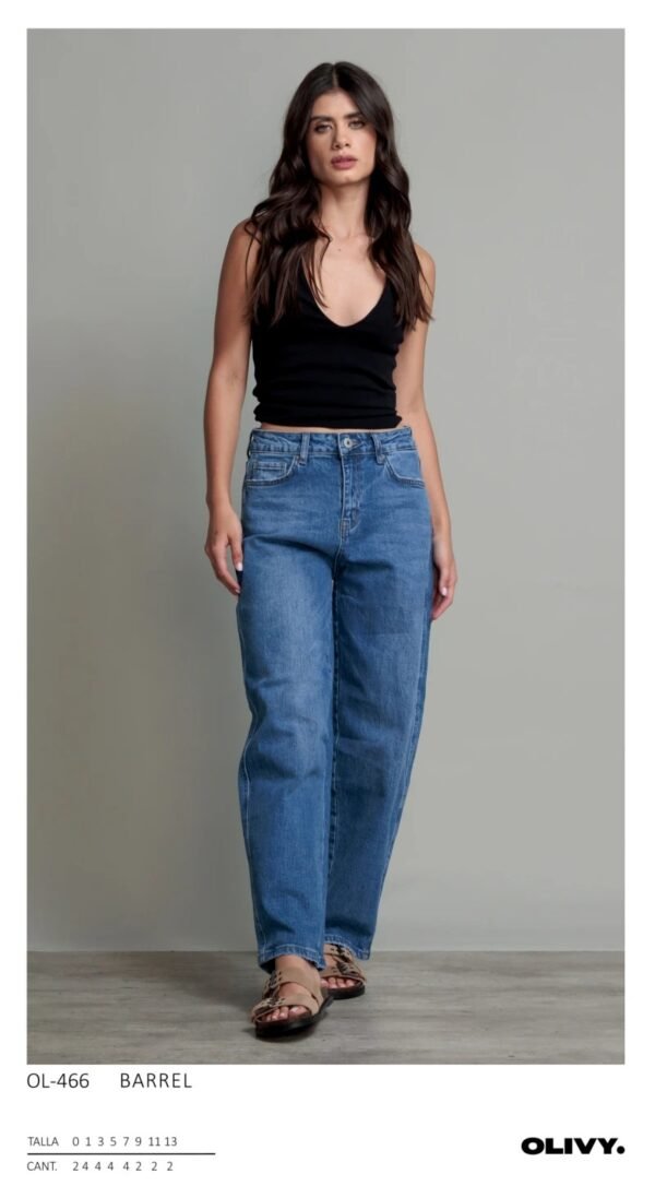 Pantalones barrel claros de mezclilla corte amplio para mujer
