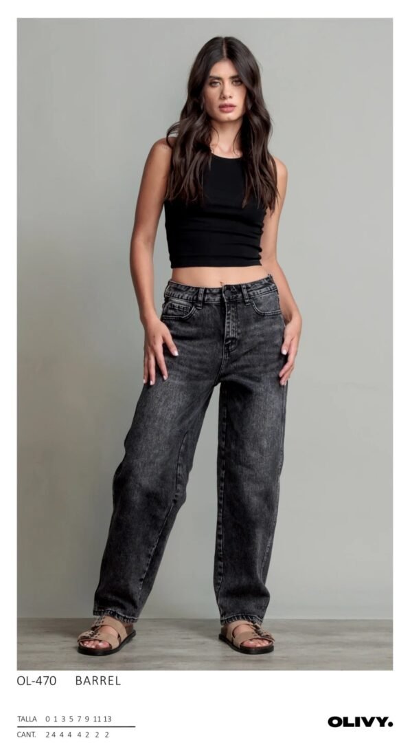 Jeans barrel lavado oscuro vintage para mujer