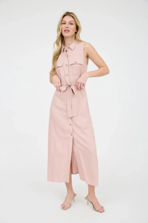 Vestido camisero largo sin mangas para mujer - Image 5