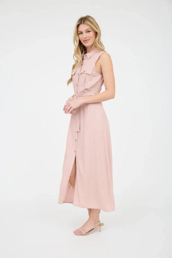 Vestido camisero largo sin mangas para mujer - Image 7