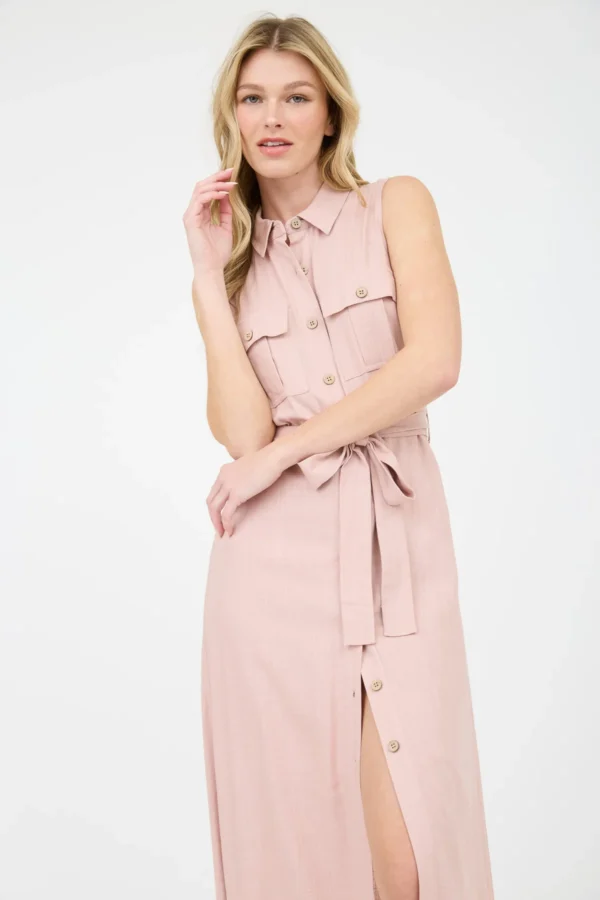 Vestido camisero largo sin mangas para mujer - Image 8