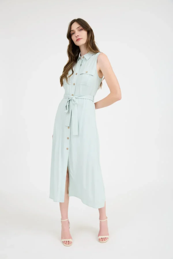 Vestido camisero largo sin mangas para mujer - Image 9