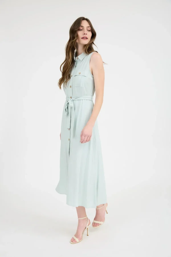 Vestido camisero largo sin mangas para mujer - Image 11