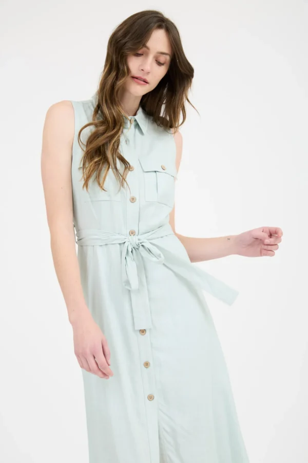 Vestido camisero largo sin mangas para mujer - Image 12