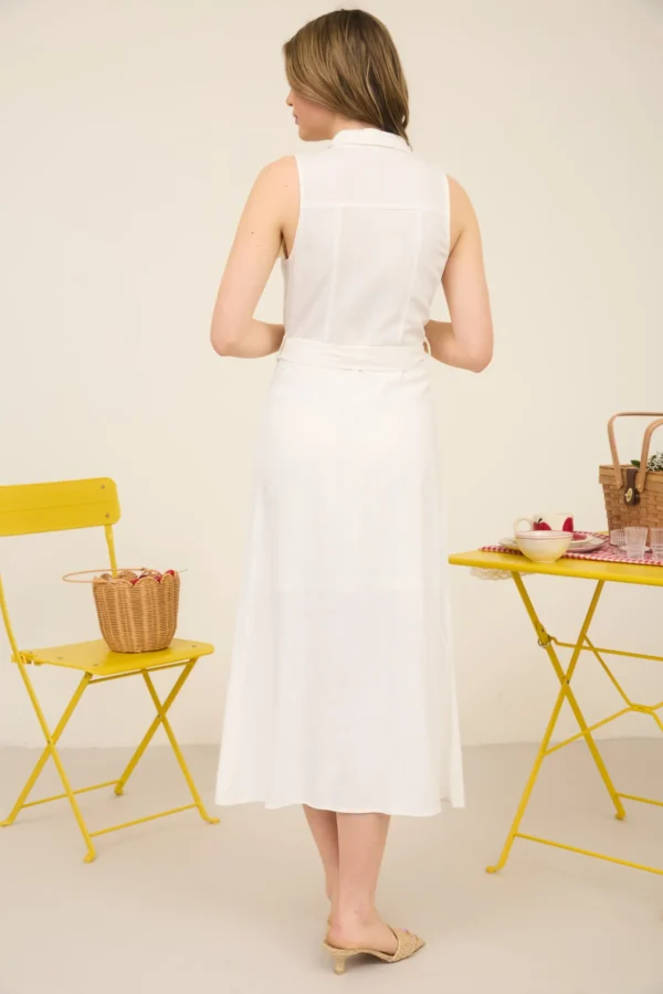 Vestido camisero largo sin mangas para mujer