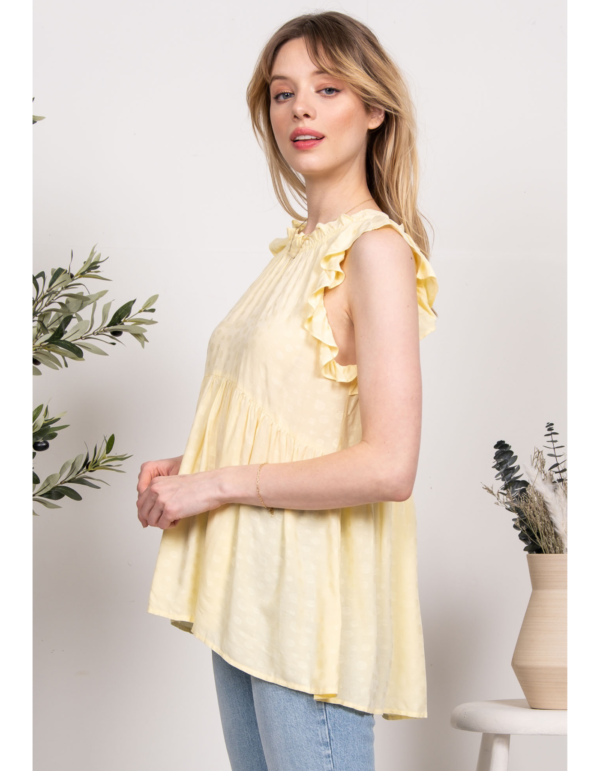Blusa sin mangas con vuelo y detalles de volantes - Image 2