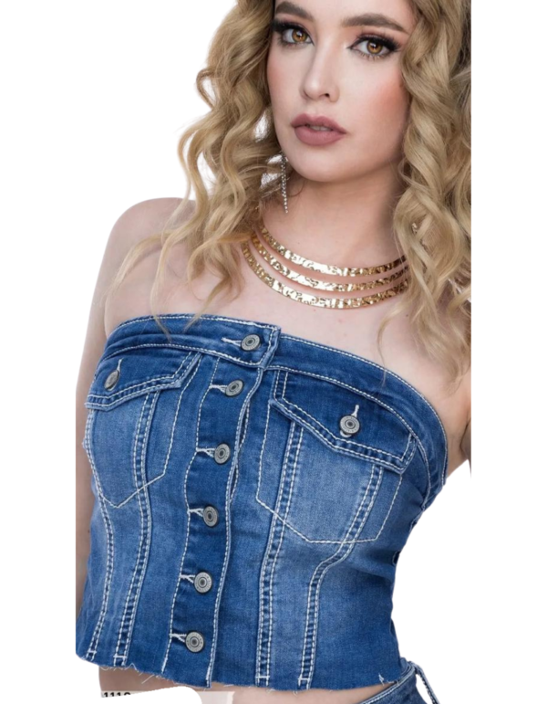 Top corset de mezclilla con botones frontales