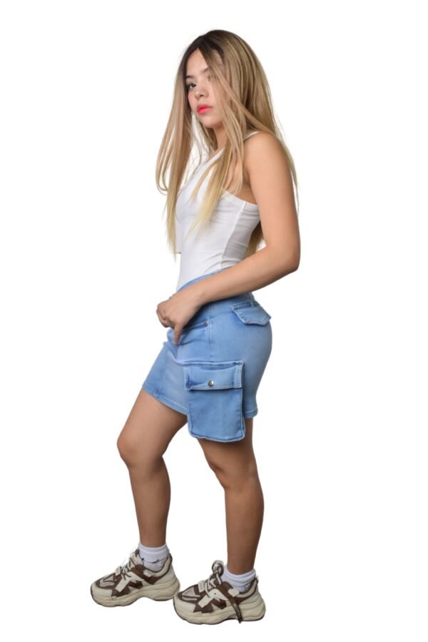 Falda cargo casual para mujer con bolsillos laterales - Image 3