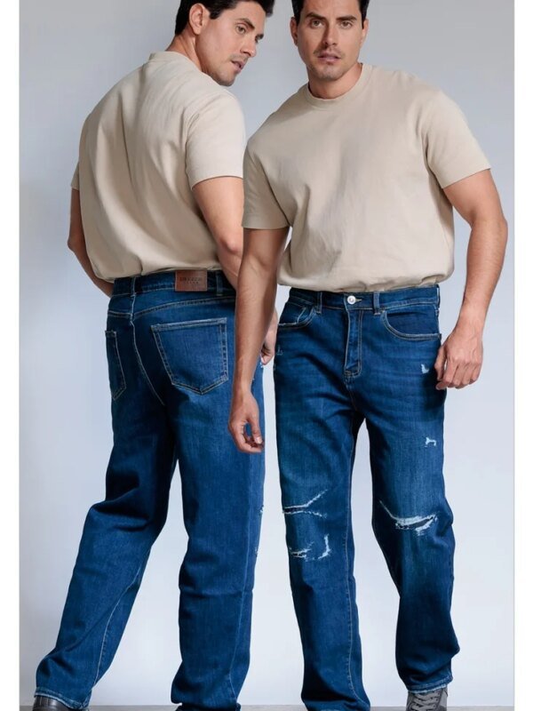 Jeans Deezer Azul Desgastado Con Roturas Para Hombre Casual