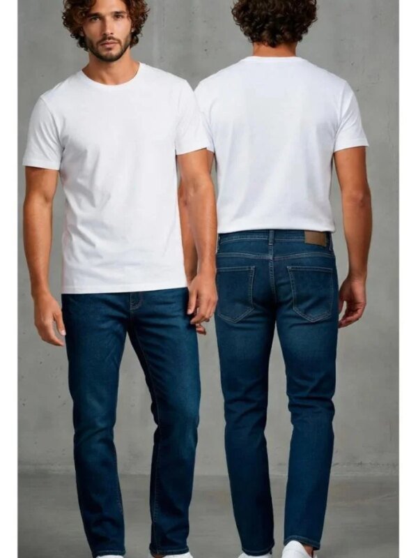 Jeans Clasico de Mezclilla Azul Oscuro para Mujer Corte Regular