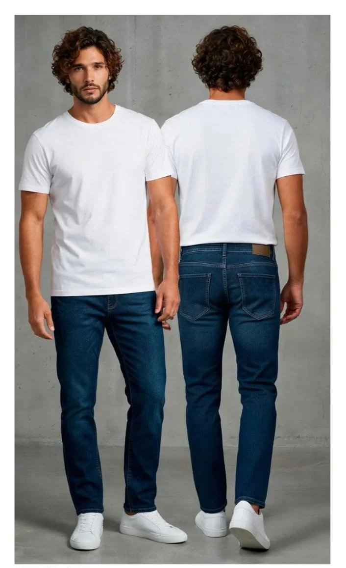 Jeans Clasico de Mezclilla Azul Oscuro para Mujer Corte Regular