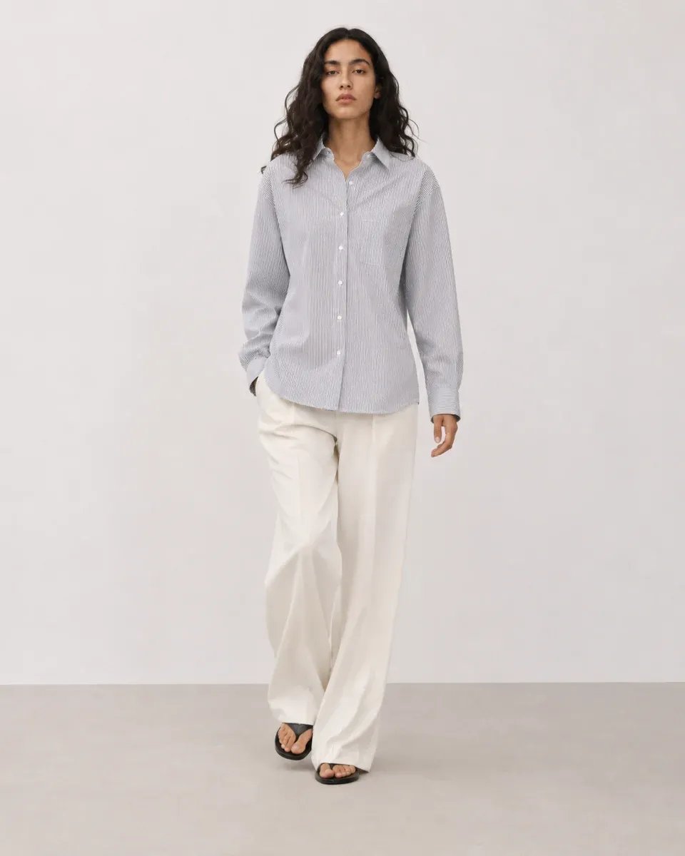 Blusa Oversize de Rayas Beige y Blanco para Mujer Estilo Casual - Image 4