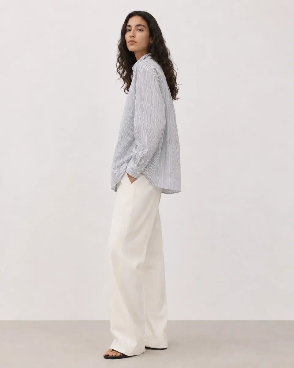 Blusa Oversize de Rayas Beige y Blanco para Mujer Estilo Casual - Image 7