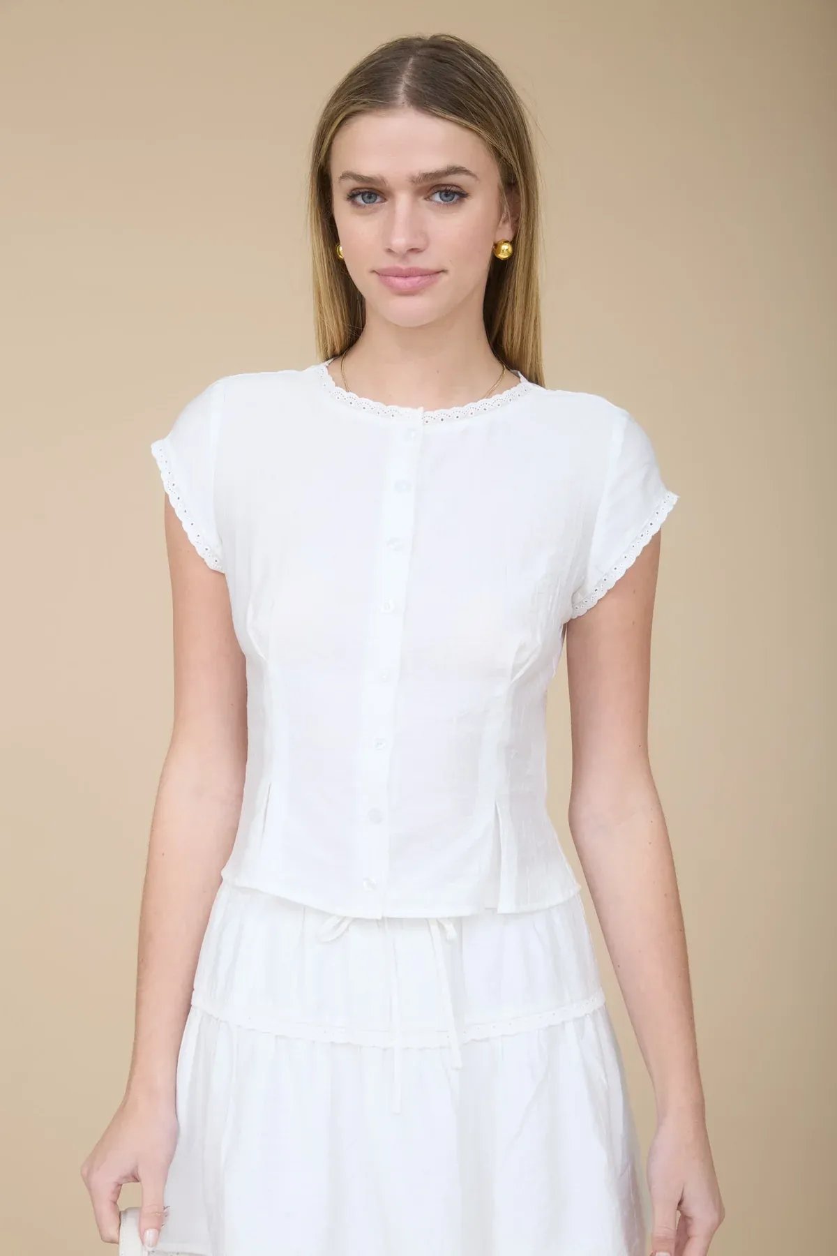 Blusa Blanca Con Botones Y Bordados Elegante Para Mujer - Image 16